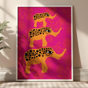 Rosa Horus Öga Elephants Poster