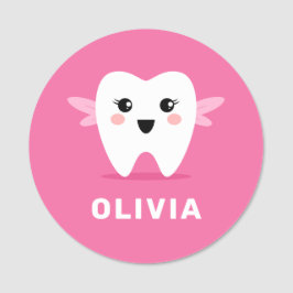 Rosa hos tandtandtandläkare inom familjen för späd namnbricka