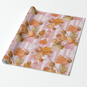 Rosa Höst löv och Acorns Mönster - Fall Presentpapper