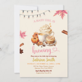 Rosa Höst löv Pumpkin Coffee Baby Shower Inbjudningar