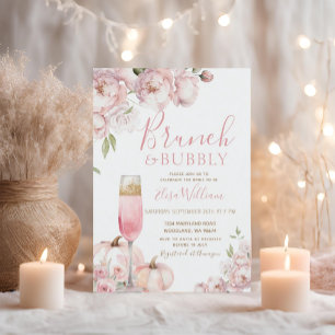 Rosa - Hösten Brunch & Bubly-Möhippa Inbjudningar