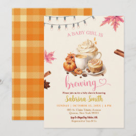 Rosa höstlöv Pumpa kaffe Baby Shower Inbjudningar
