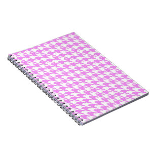 Rosa Houndstooth Anteckningsbok Med Spiral