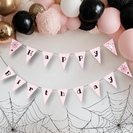 Rosa Houndstooth Grattis på födelsedagen Halloween Vimplar