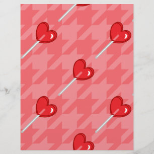 rosa Houndstooth Hjärlollipop