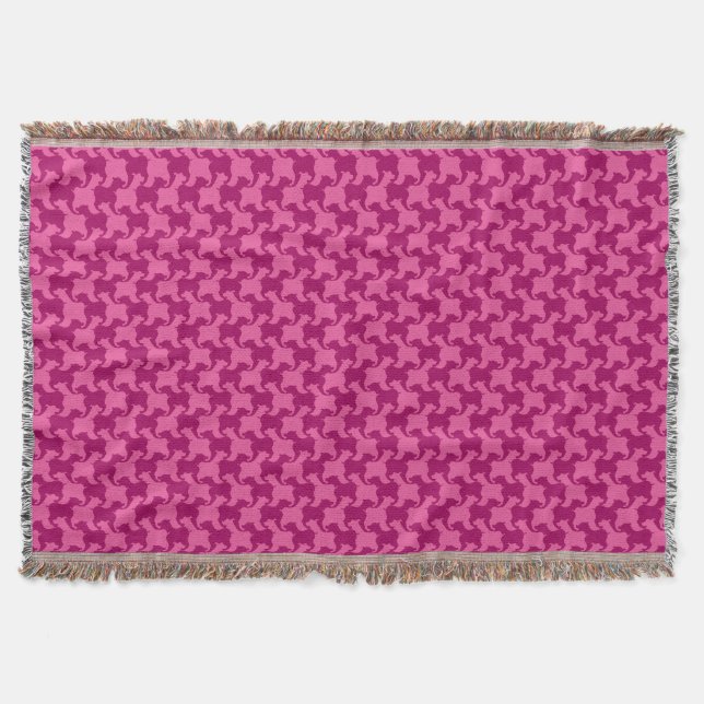 Rosa Houndstooth hundar Välj Färg Throw Blanket Filt (Framsidan)