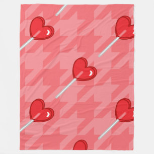 rosa Houndstooth-lollipop-filt Fleecefilt