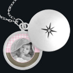 Rosa Houndstooth Photo Ram Anpassningsbar Necklace Berlockhalsband<br><div class="desc">Anpassningsbar locket.</div>