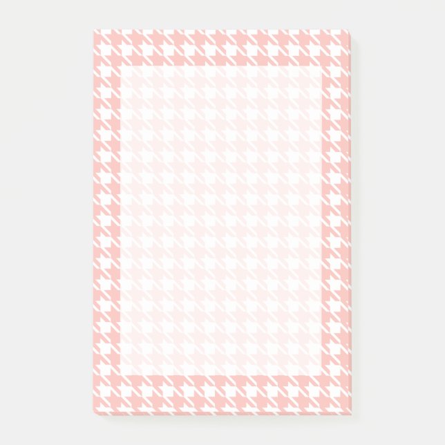 Rosa Houndstooth Post It-lappar Post-it Block (Framsida)