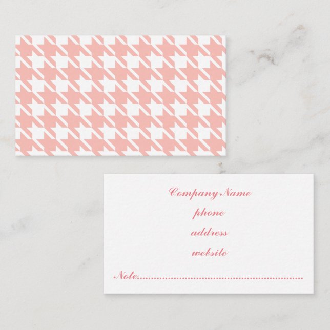 Rosa Houndstooth Visitkort (Fram/baksida)