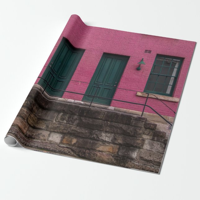 ROSA HOUSE MED TVÅ DÖRRAR PRESENTPAPPER (Utrullad)