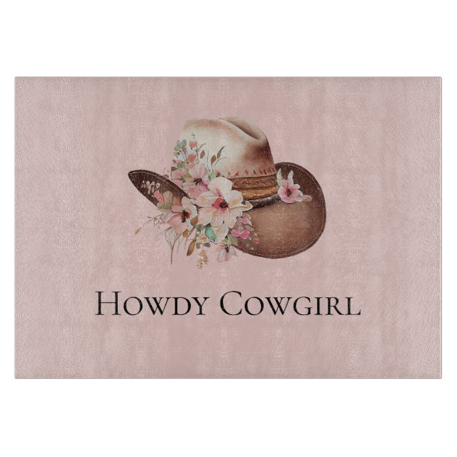  Rosa Howdy Cowgirl Blommigt Westerna hattar (Framsidan)