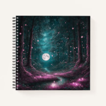Rosa-Hued Full Moon & Fireflies Hard Cover Journal