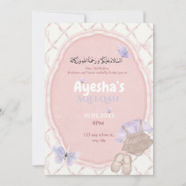 Rosa Hues Flicka Aqeqah-inbjudan Inbjudningar