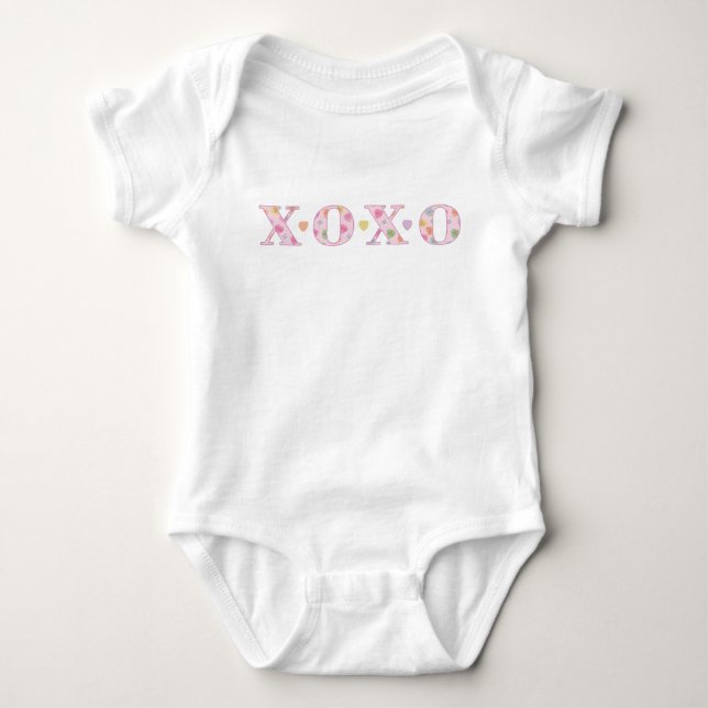 Rosa Hugs och Kisses Baby Valentine Bodydress T Shirt (Framsida)