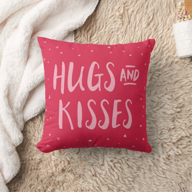 Rosa Hugs och Kisses | Hörn | Alla hjärtans dag Kudde (Filt)