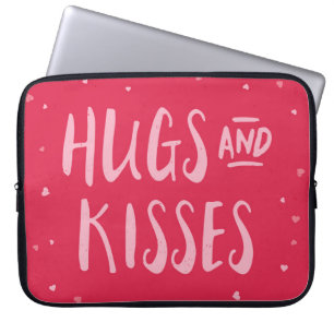 Rosa Hugs och Kisses Hörn Alla hjärtans dag Laptop Fodral