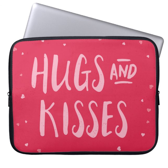 Rosa Hugs och Kisses | Hörn | Alla hjärtans dag Laptop Fodral (Framsidan)