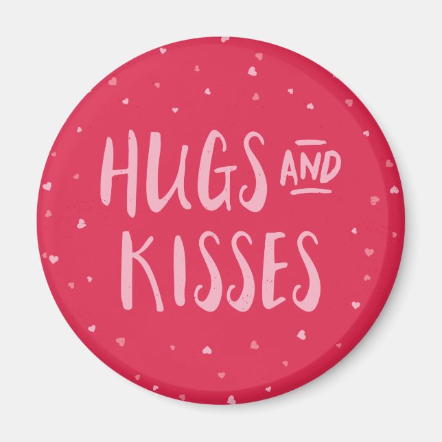 Rosa Hugs och Kisses | Hörn | Alla hjärtans dag Magnet (Framsidan)