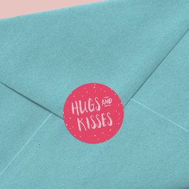 Rosa Hugs och Kisses | Hörn | Alla hjärtans dag Runt Klistermärke