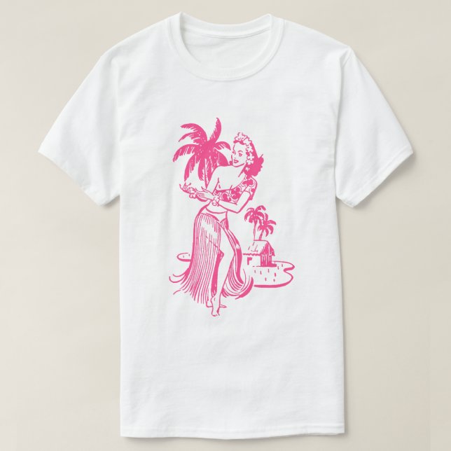 Rosa Hula Girl T-Shirt (Design framsida)