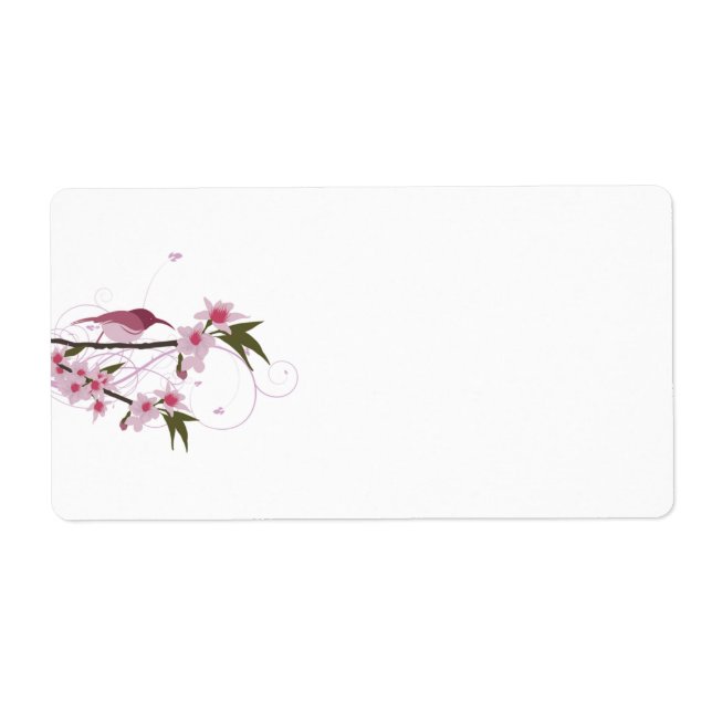 Rosa Hummingbird and Flowers Shipping Labels Fraktsedel (Framsidan)