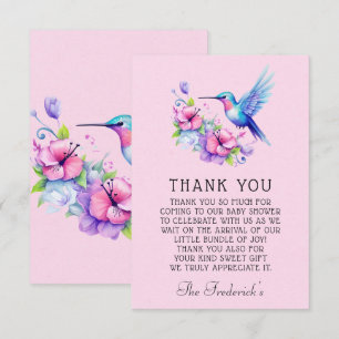 Rosa Hummingbird Baby Shower Tack Kort