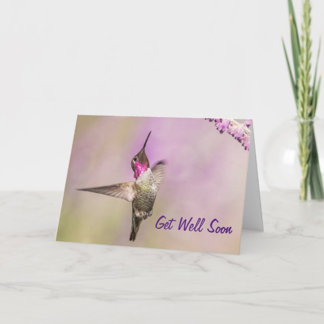 Rosa Hummingbird på flyget kommer snart Kort (Framsida)