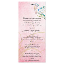 Rosa Hummingbird Watercolor Bröllop Menu