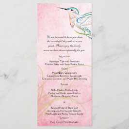 Rosa Hummingbird Watercolor Bröllop Menu Meny