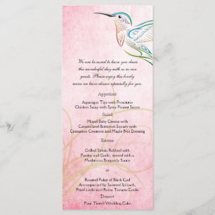 Rosa Hummingbird Watercolor Bröllop Menu Meny