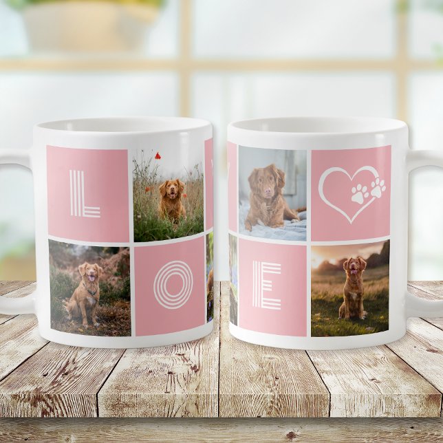 Rosa Hund älskare Heart Kärlek Photo Collage Kaffemugg (Skapare uppladdad)
