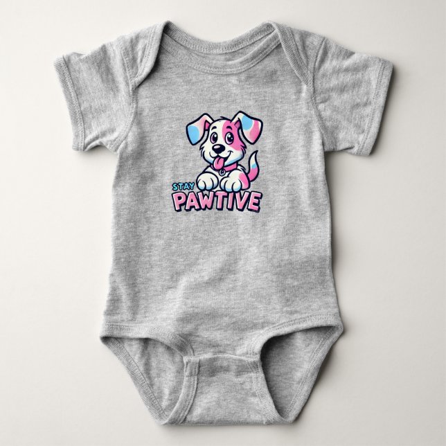 Rosa Hund Animerad Baby Bodykostym T Shirt (Framsida)