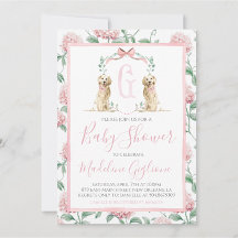 Rosa Hund Baby Shower Blommigt Preppy Southern