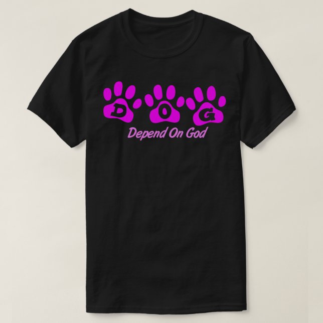 Rosa HUND beror på Gud T Shirt (Design framsida)