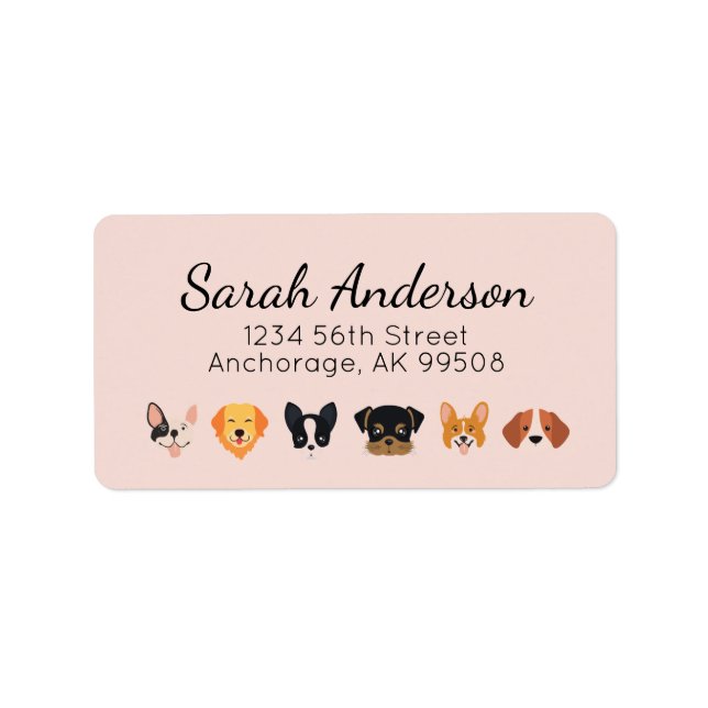 Rosa Hund Birthday Låt oss Pawty Adressetikett (Framsidan)