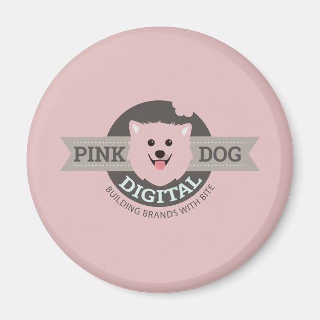 Rosa Hund Digital Kylskåpsmagnet (Framsidan)