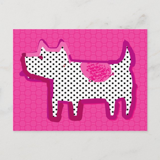 "rosa hund" digitalmålning vykort (Framsida)