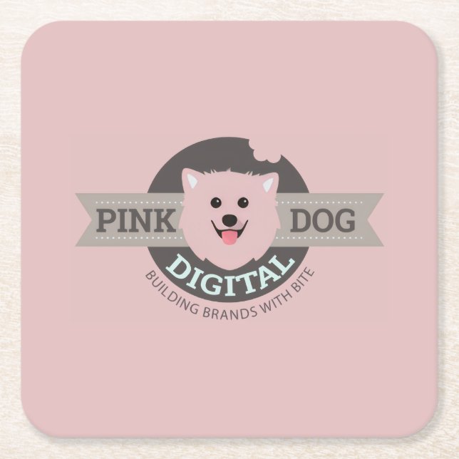 Rosa Hund Digitalt Papper Koppställ Underlägg Papper Kvadrat (Framsidan)