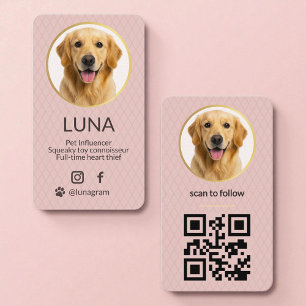 Rosa Hund Djur Foto Sociala Medier QR-kod Visitkort