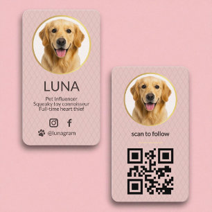 Rosa Hund Foto Sociala Medier QR-kod Visitkort