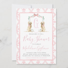 Rosa Hund Girl Baby Shower Preppy Southern Inbjudningar