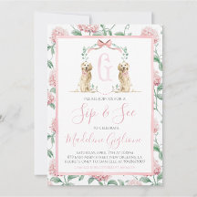 Rosa Hund Girl Sip & See Blommigt Preppy Southern