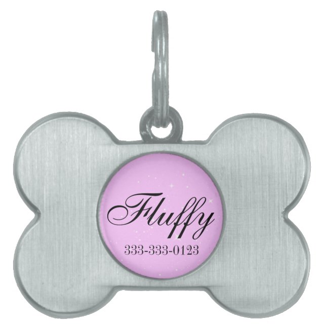 Rosa Hund I.D. Märkre Namnbricka Husdjur (Framsidan)