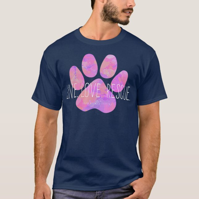 ROSA HUND i RÄDDING KÄRLEK T Shirt (Framsida)