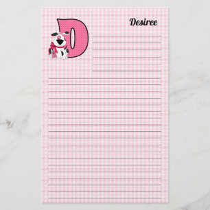 Rosa Hund Mongrammed Brev D Lining Brevpapper