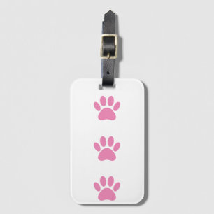 Rosa Hund Pawprint Bagagebricka