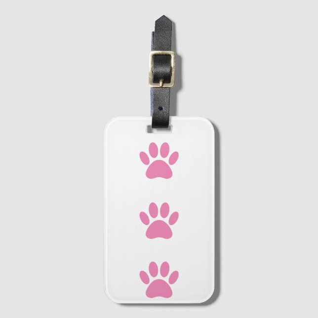 Rosa Hund Pawprint Bagagebricka (Framsida vertikal)