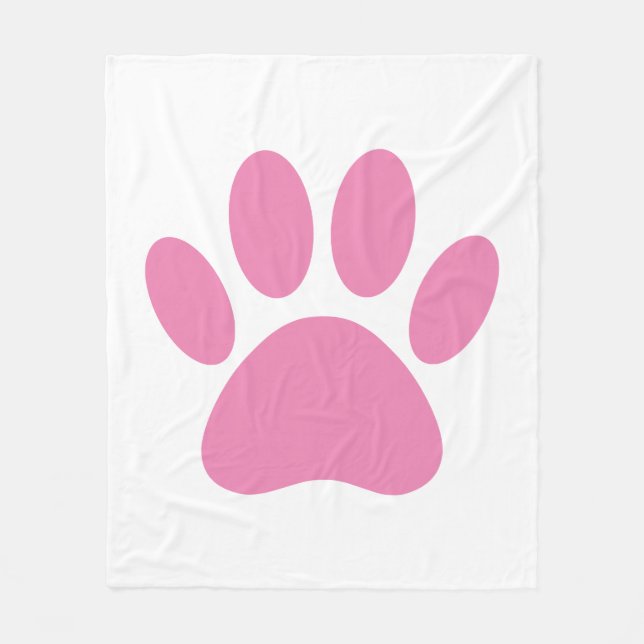 Rosa Hund Pawprint Fleece Blanket (Framsidan)