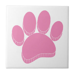 Rosa Hund Pawprint Hand plockade Anpassningsbar Kakelplatta